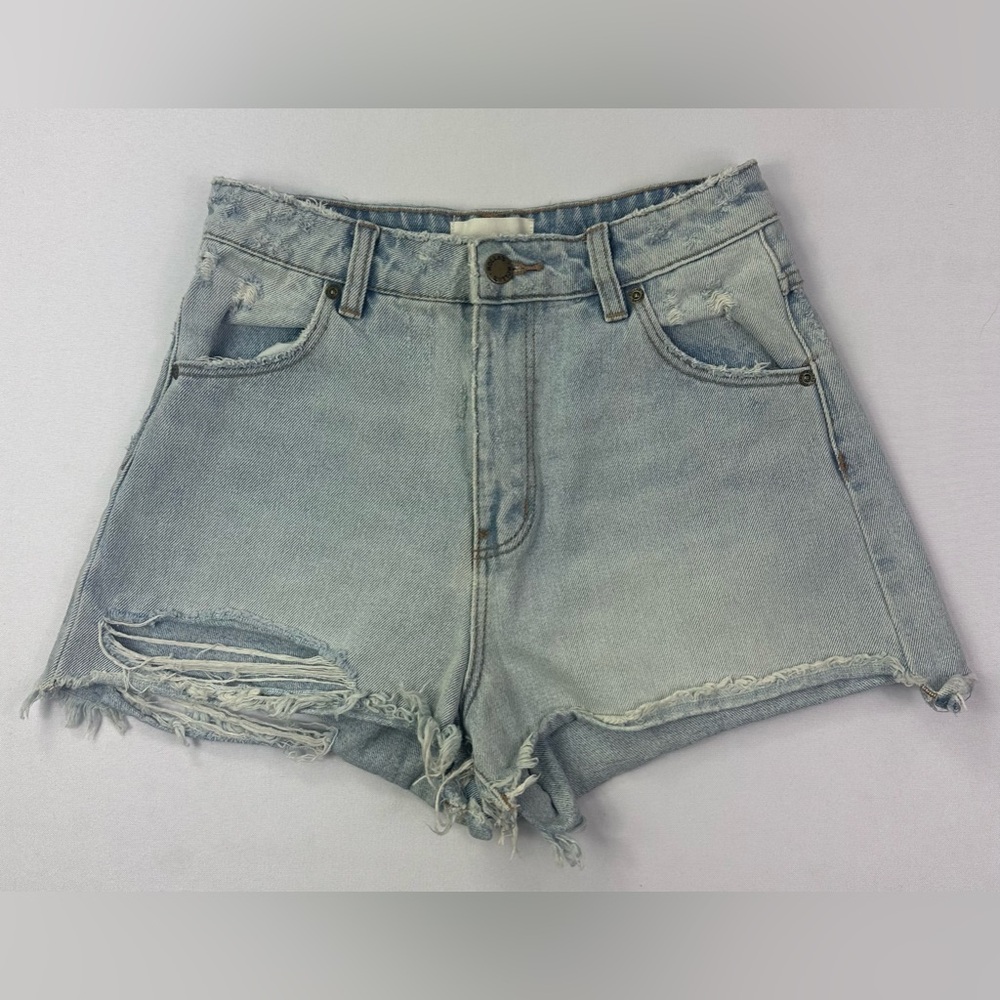 Rolla’s dusters high rise distressed slim jean denim shorts size 25
